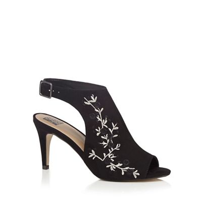 The Collection Black floral embroidered high sandals